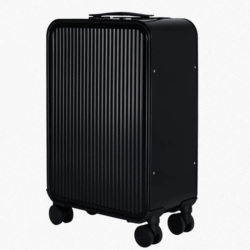 Полностью алюминиевый сплав, чемодан на колесиках, чемодан на колесиках, 20 багажа, 24 проверенных багажа - Цвет: Black