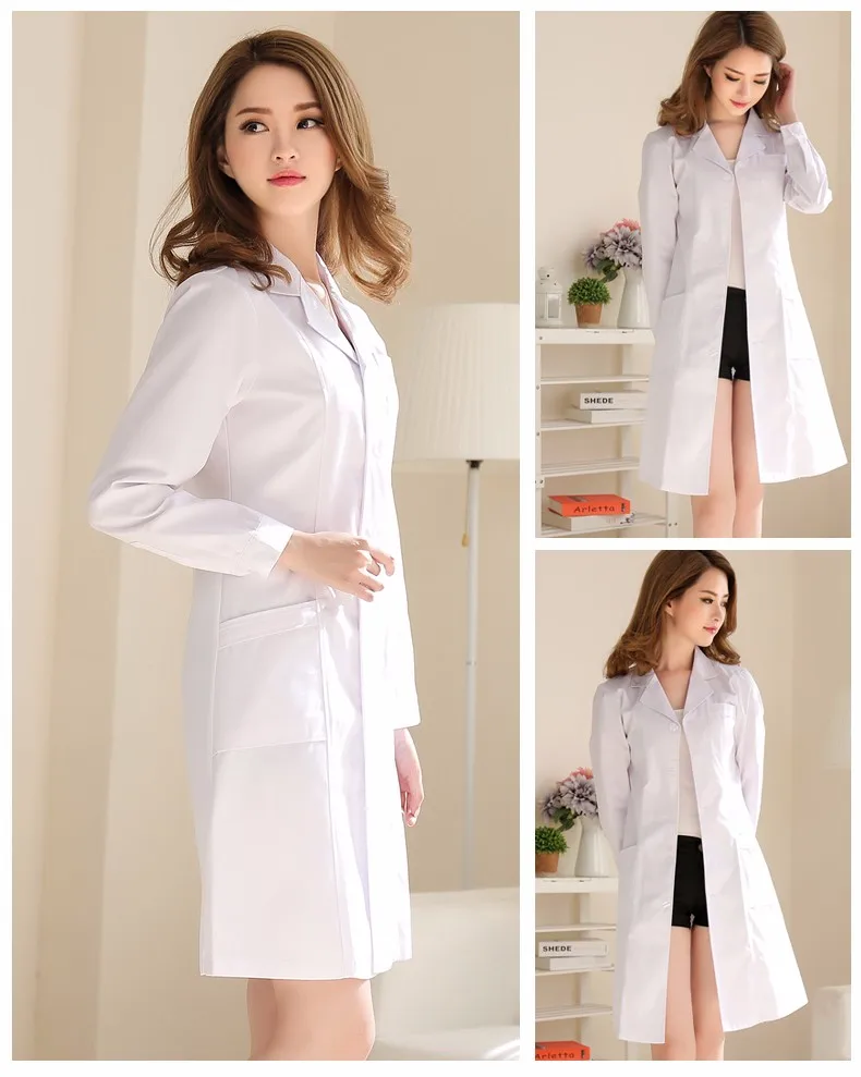 Женское белое пальто с длинными рукавами, женское белое пальто с короткими рукавами, Мужская тонкая одежда для медсестры