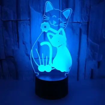 

New Cat 3d Lights Remote Touch Colorful 3d Small Night Light Acrylic Vision Led Small Table 3d Light Fixtures