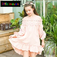 Осень, винтажные детские кружевные мини-платья с расклешенными рукавами для подростков, платье принцессы с открытыми плечами для девочек, хлопковая детская эксклюзивная одежда