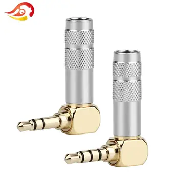 

QYFANG 3.5mm 3/4 Poles Earphone Plug Audio Jack Headphone 6.0mm Stereo Gold Plated Bend 90 Degree Silver Solder Line Connector