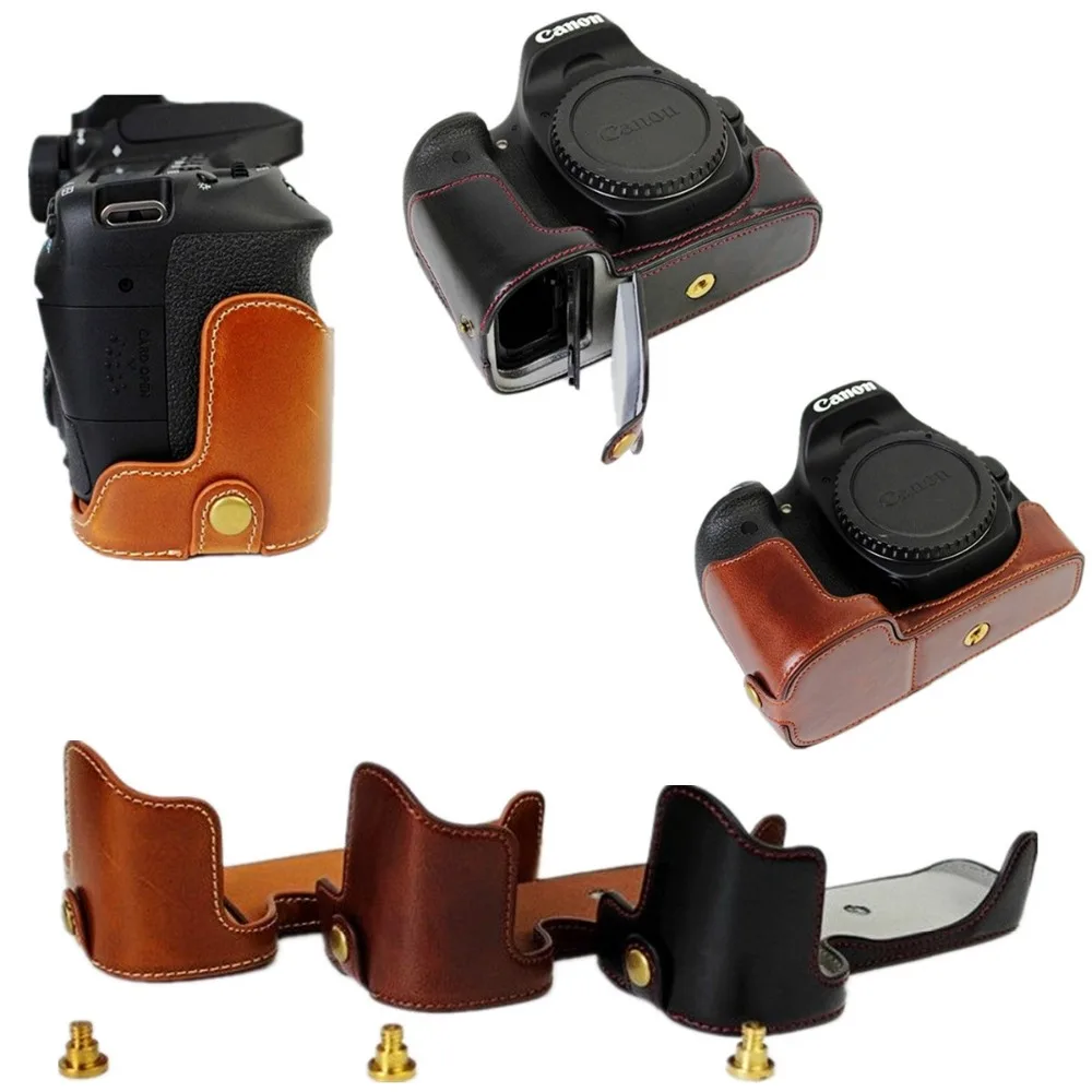 

Pu Leather Camera Case Half Bag Cover Battery Open for Canon EOS 800D T7i or 77D