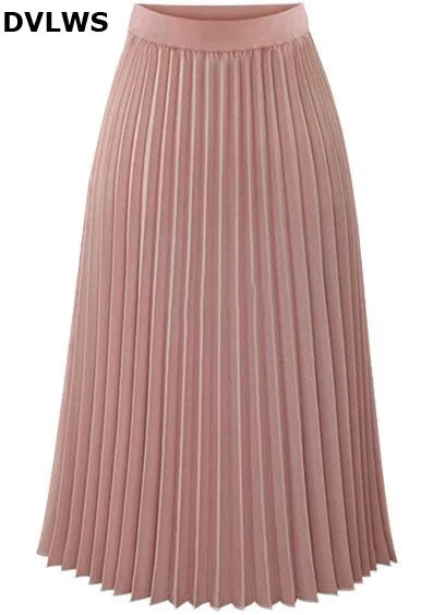 2019 Весенняя Повседневная однотонная длинная плиссированная шифоновая юбка для женщин