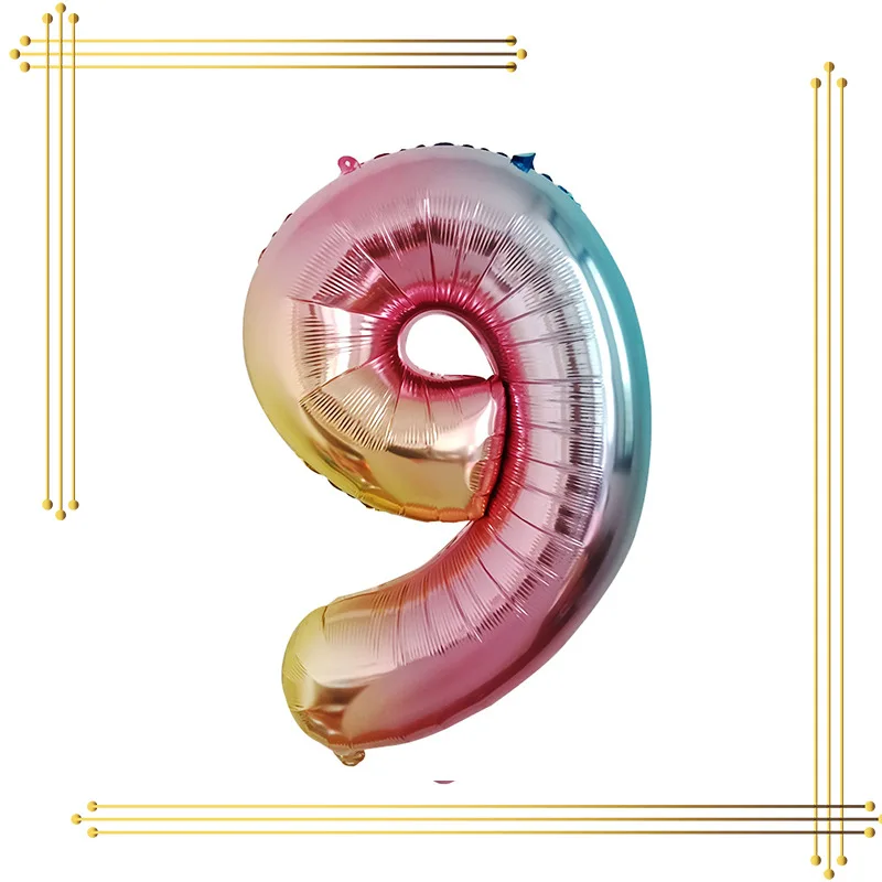 Rainbow Number Foil Balloons (6)
