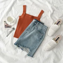 Женские джинсовые юбки для студентов Лето Новая женская короткая юбка трапециевидная Кнопка выше колена мини-юбка