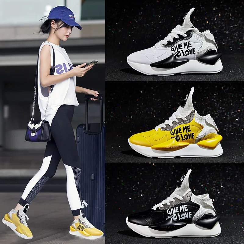 

2018 autumn new net red shoes Korean version of the wild Harajuku old shoes casual thick bottom women's shoes.