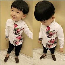 Летняя детская одежда рубашка с длинными рукавами для мальчиков рубашка с цветочным принтом для мальчиков нарядная одежда для джентльменов Милая одежда детская блузка, рубашки