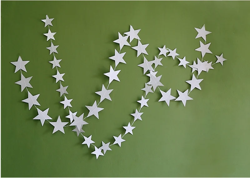 4M Gold Silver Paper Garland Star String Banners Wedding Banner for Party Home Wall Room Hanging Decoration Baby Shower Favors