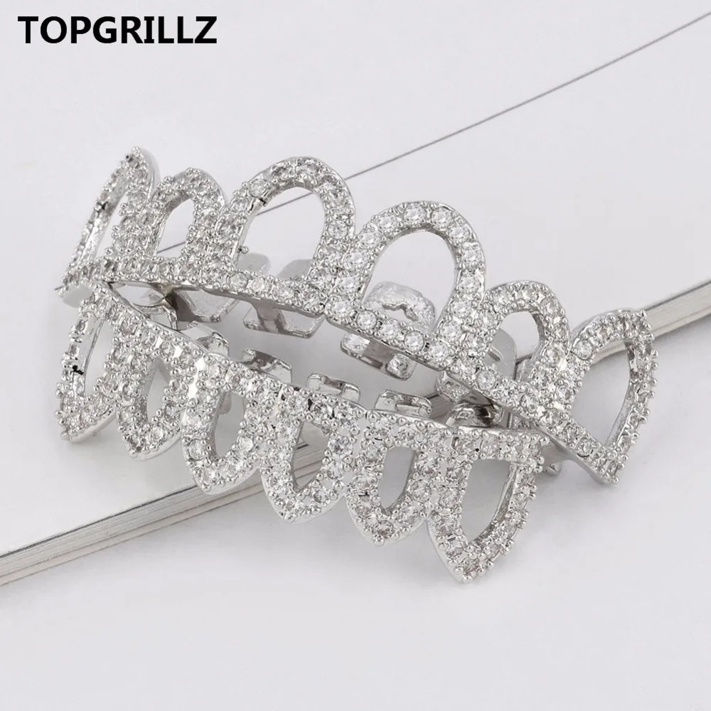 TOPGRILLZ чистое золото цвет покрытием хип хоп микро Pave CZ Клык полый верх и дно GRILLZ вампирские зубы грили набор