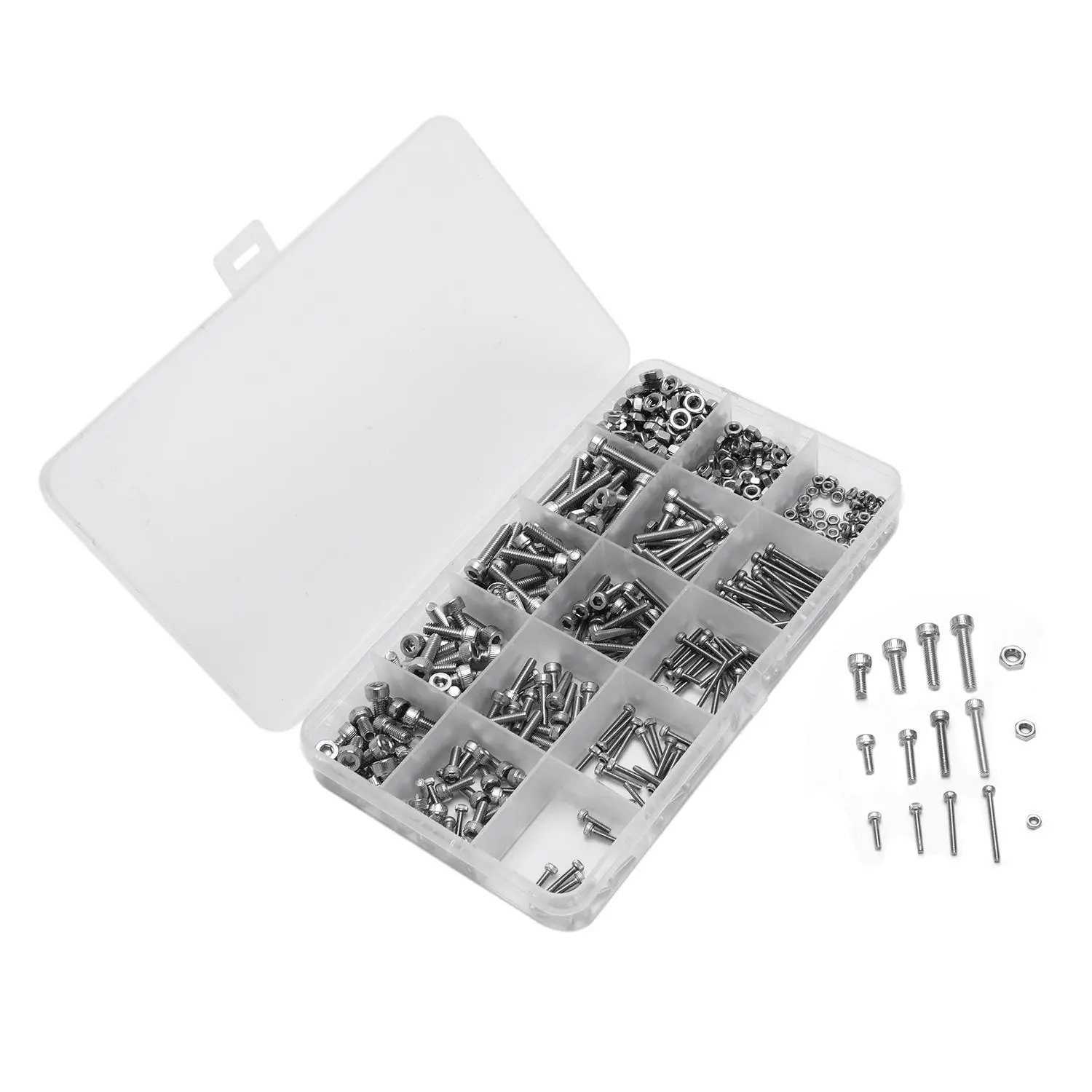 

535pcs Stainless Steel Screw and Nut M2 M3 M4 Hex Socket head Cap Screws Assortment Set Kit furniture repair woodwork Drop ship
