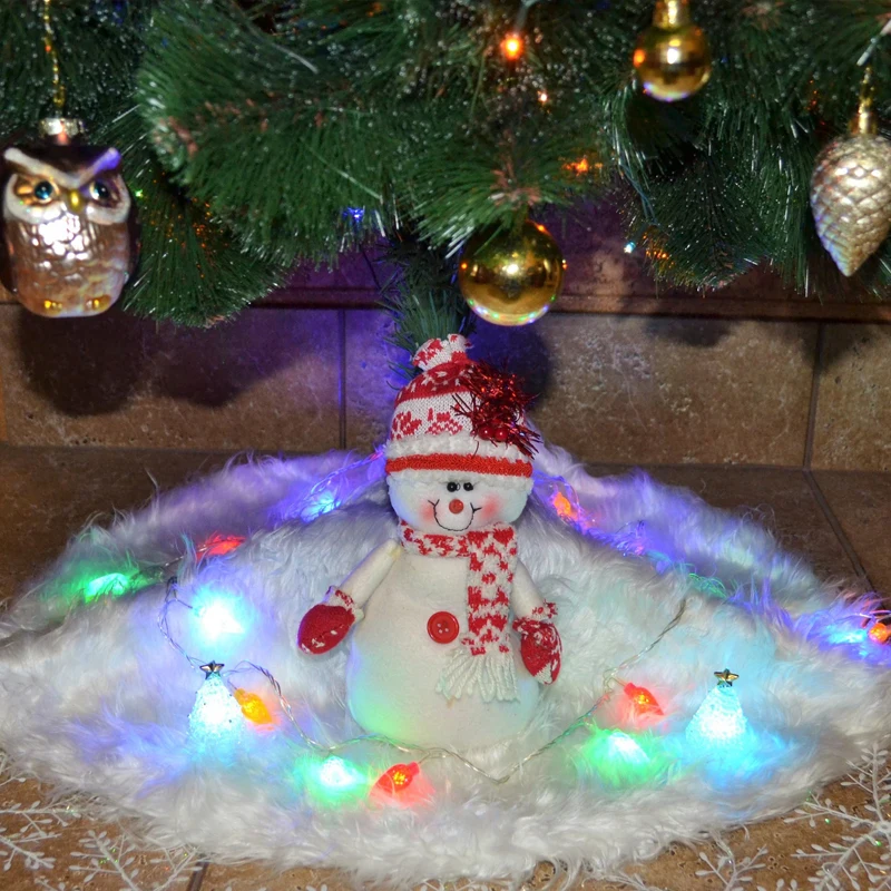 

1PC Creative White Plush Christmas Tree Skirts Fur Carpet Xmas Decoration New Year Home Outdoor Decor Event Party Tree Skirts
