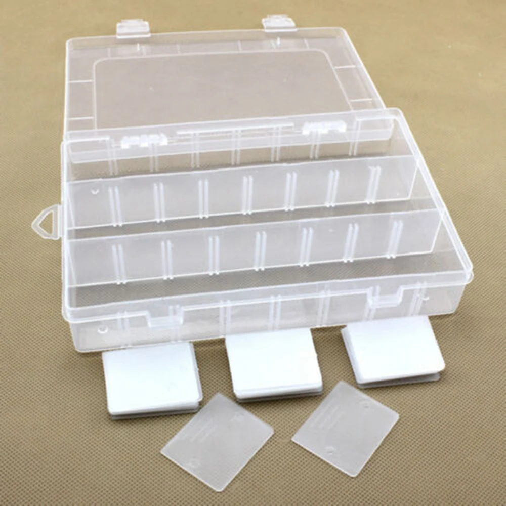 

24 Compartments Plastic Clear Box Jewelry Bead Storage Container Craft Organizer