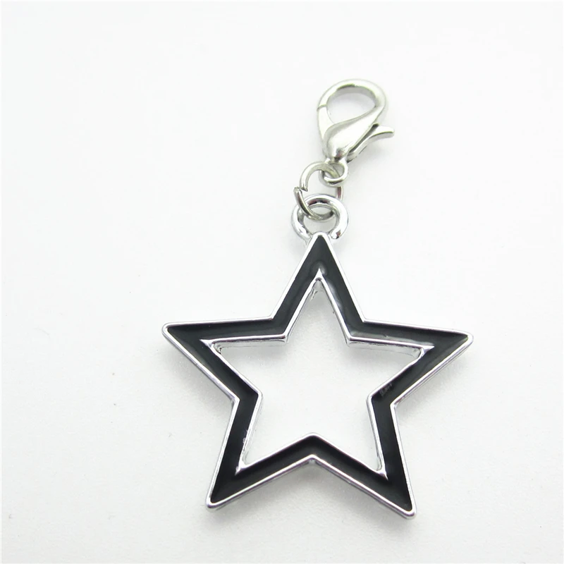 

20pcs/lot Black Star Charms Dangle Charms Lobster Clasp Charm DIY Bracelets Necklace Pendants Hanging Floating Charms Jewelry