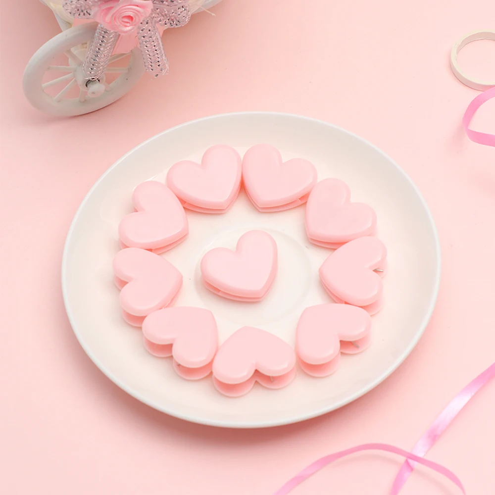 

2/5 Pcs Novelty Heart Shape Pink Color Mini Plastic Binder Clips Notes Letter Paper Clip Office Supplies