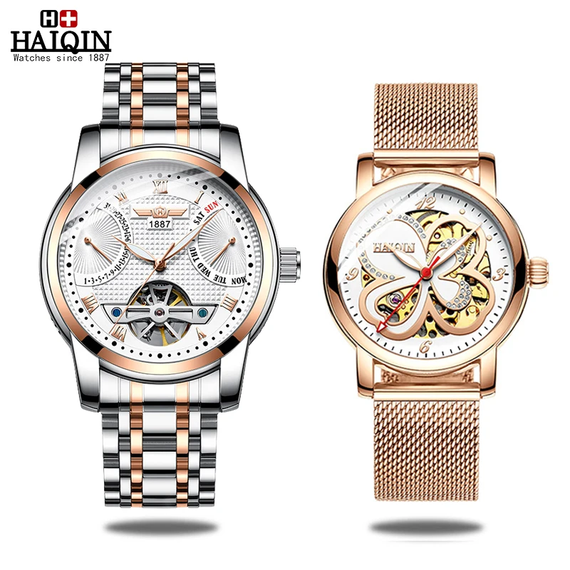 

HAIQIN Men's watches Mens Watches top brand luxury Mechanical sport watch Women wirstwatch Tourbillon Reloj hombres New Set 2019