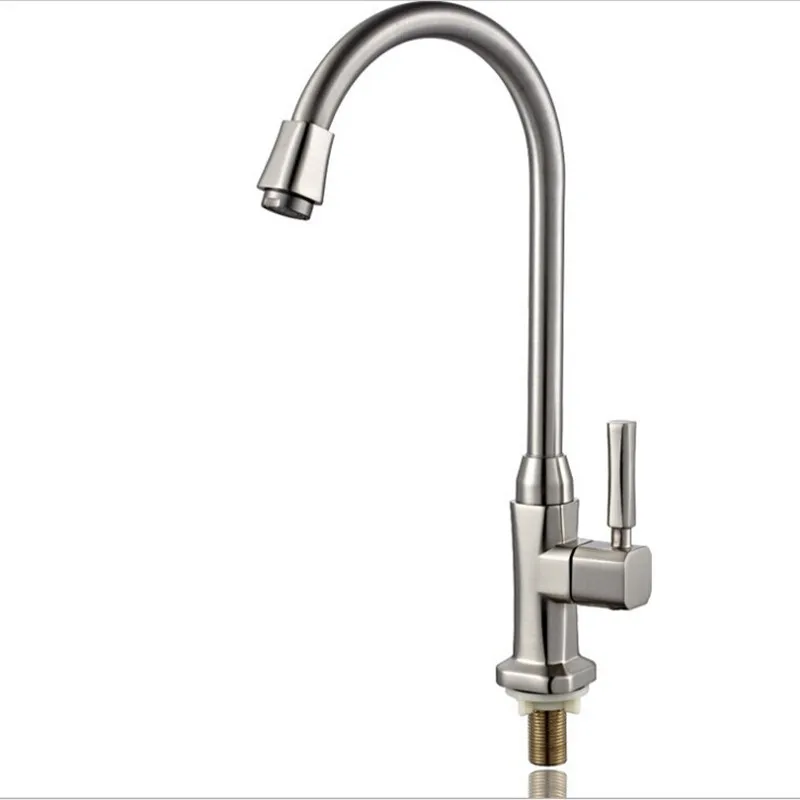 Free shipping Hot sale single cold kitchen sink mixer tap with Brushed finishing kitchen sink water