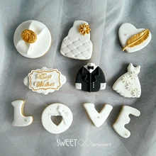 Имитация свадебного печенья поддельные десертные модели золотой цвет глина десерт украшения для витрины фотографии реквизит какетные буквы