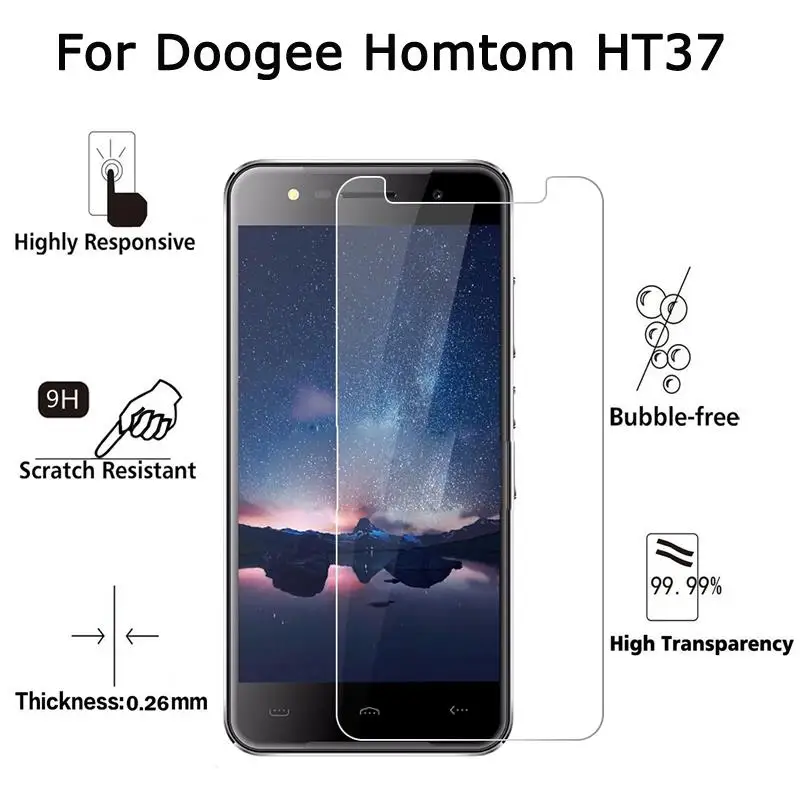 

2PCS Homtom HT37 Glass Tempered Glass For Doogee Homtom Ht37 HT37 Pro 5.0" Premiun Screen Protective Front Film HT37 Pro Glass