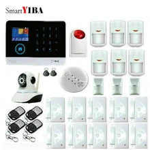 SmartYIBA WIFI GSM Wireless Home Sistema De Alarme Kits Incluem Pet PIR Detector Sensor de Fumaça de Alarme de Segurança Sirene Strobe etc.
