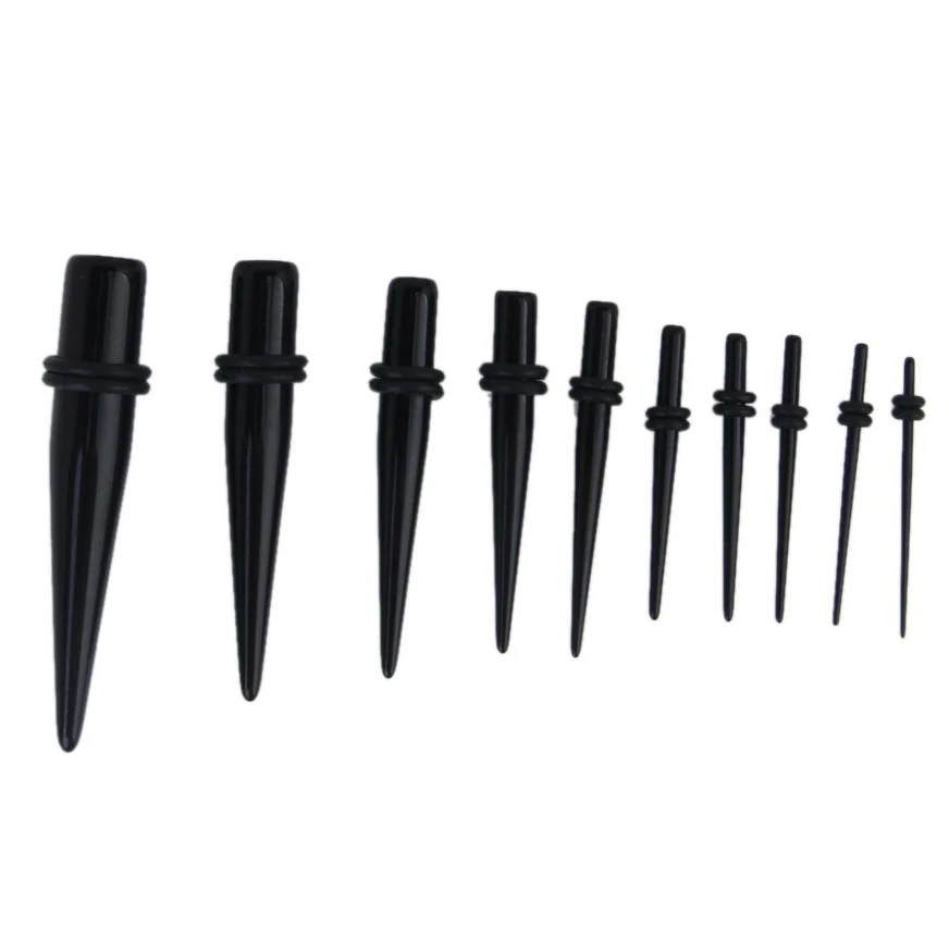 

Top Deals 10 pcs Plugs of ear Stretcher expanders of ear in acrylic 00G - 16G - Black