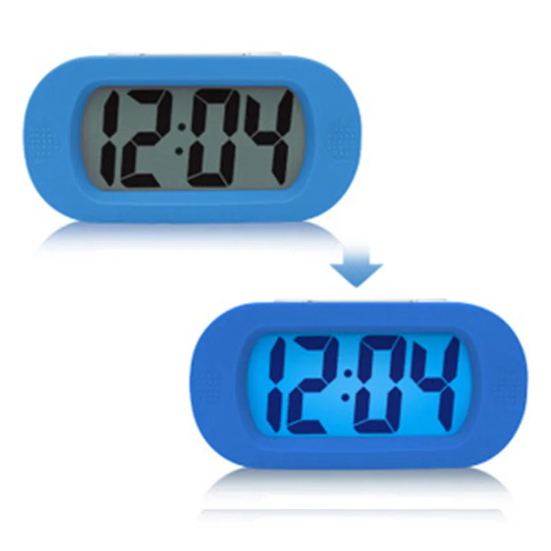 

Eletronic Blue Color Silicon Alarm Desk Clocks Snooze, Backlight Function Led Display Digital Desk Clocks Alarm Nightlight