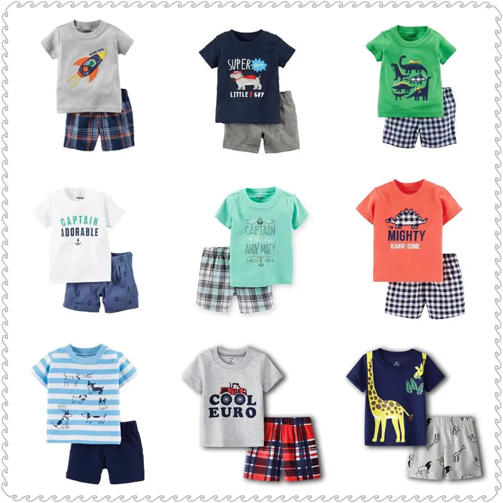 

Fashion Boys Clothes Suit Summer T-Shirts + Shorts Pants 2PCS Sets Children Outfits Cotton Sets Tops Soft 0-2 Year Kid Jumpsuits