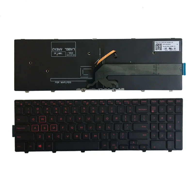 Американская клавиатура для Dell Inspiron PK1313G1B00 MP-13N83USJ698 490.00h7/0a01 PK1313G2B00 V147225BS V147225BS1 с подсветкой/рамкой - Цвет: RED