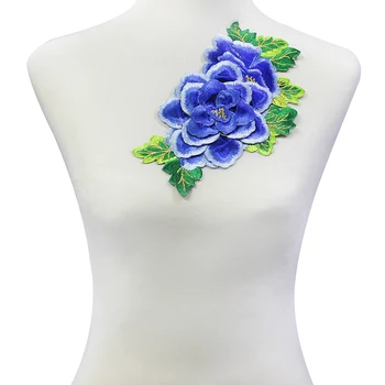 

5pc 3D Peony Floral Iron on Applique Patches Lace Embroidery Motifs Embossed Sticker Clothes Decorated Sewing Accessories T2113