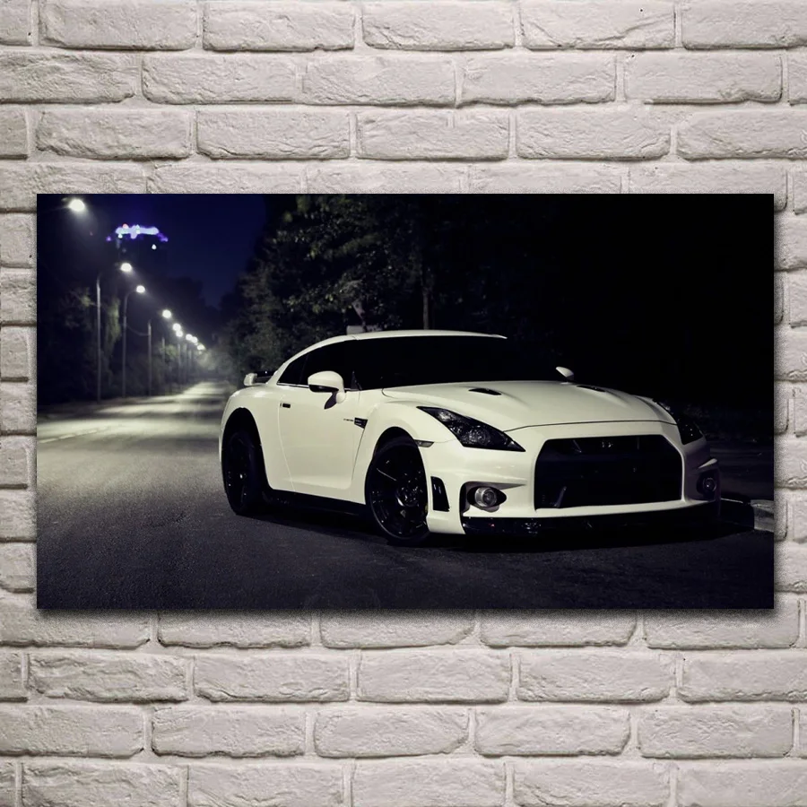

cool GTR Japanese tunning super car night Living room decoration home wall art decor wood frame fabric posters 140sam KF545