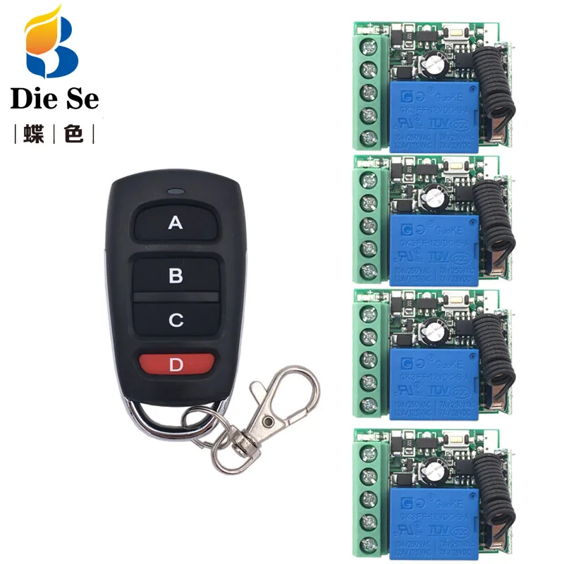 Controle remoto universal 433mhz dc 12v 1ch,