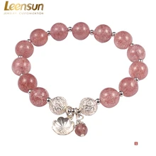 Leensun ювелирные изделия, ручной работы 925 серебро с розовым кварцем бисер браслет/браслет подарок для женщин