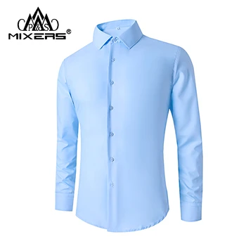 

Slim Fit Men's Dress Shirts Long Sleeve Casual Shirts Men Slim Fit Solid Wedding Tuxedo Shirt Male Clothing Camisa Social