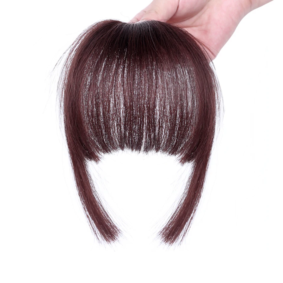 

Black Brown Short Front Neat bangs Clip in Bang Fringe Hair Extensions Straight Synthetic Natural Hairpiece DIFEI