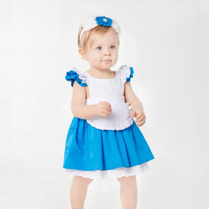 Cute Babys Ruffles font b Dress b font Summer Toddle Blue White font b Dresses b