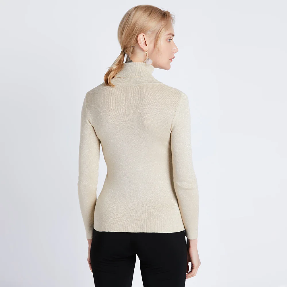 New Glitter Turtleneck Women Pullover Sweater High Elasticity Knitted Flash Slim Jumper Autumn Winter Basic Female Sweater D333 New Glitter Turtleneck Women Pullover Sweater High Elasticity Knitted Flash Slim Jumper Autumn Winter Basic Female Sweater D333