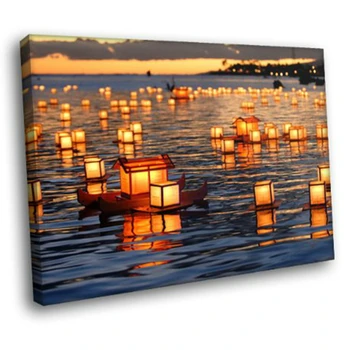 

Hawaii Floating Lanterns Sunset Holiday Landscape and Seascape Poster Wall Art Print Painting for Lobby Room Wall Decor Dropship