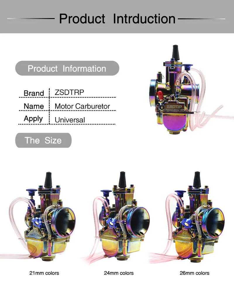 ZSDTRP универсальный многоцветная мотоциклов Карбюратор 28 30 32 34 мм с Мощность Jet Байк 4 т PWK Carburador 110cc 250cc 125cc