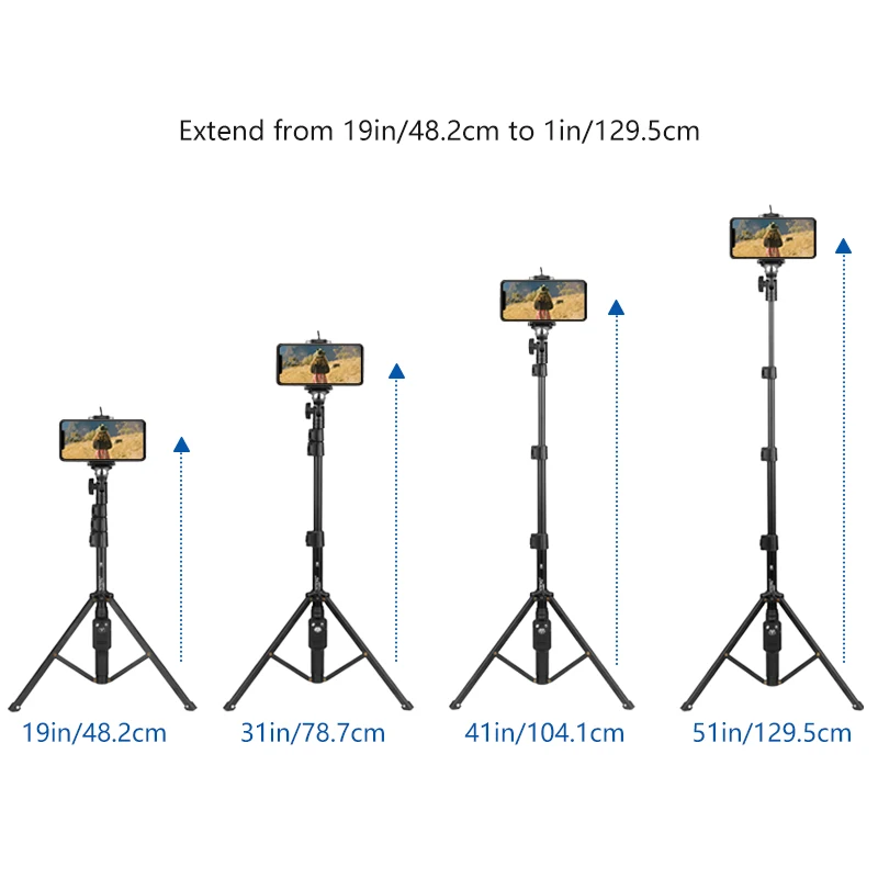  Lightweight Phone Tripod Selfie Stick With Wireless Bluetooth Remote Control Tripod Stand for LED V