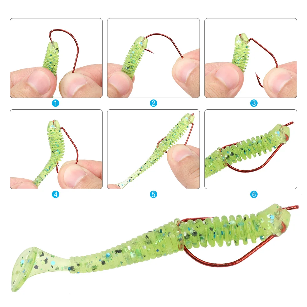 DONQL 10pcs/ Set Wide Crank Offset Fishing Hook Carbon Steel Red Barbed Fishhook For Soft Worm Lure 5/0#-1# Carp Fishing Hooks