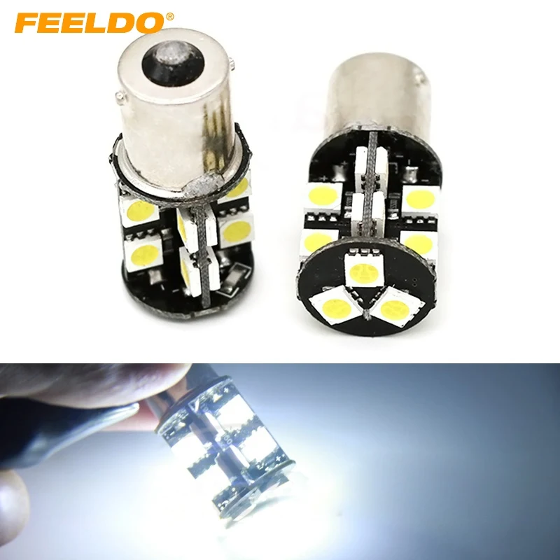 

FEELDO 10Pcs White BA15S 1156 CANBUS 5050 19 SMD 19LED Car LED light Bulbs P21W Turn Light #FD-3080
