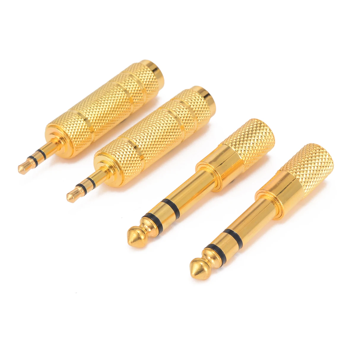 4pcs 3.5mm Male to 6.35mm Female Adapter 6.35 Plug to 3.5 Jack Stereo Speaker Audio Adapter Converter for Headphone Microphone