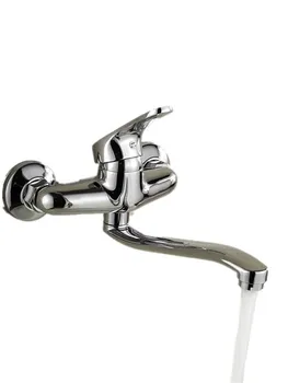 

Modern concealed copper wall-mounted hot and cold faucet kitchen rotatable polish faucet laundry pool sink silver tap