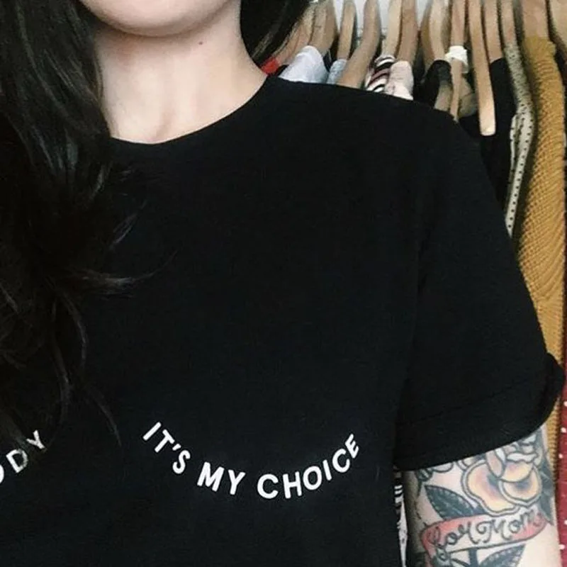 Женская футболка с принтом в виде груди It's My Body Choice Повседневная графическим