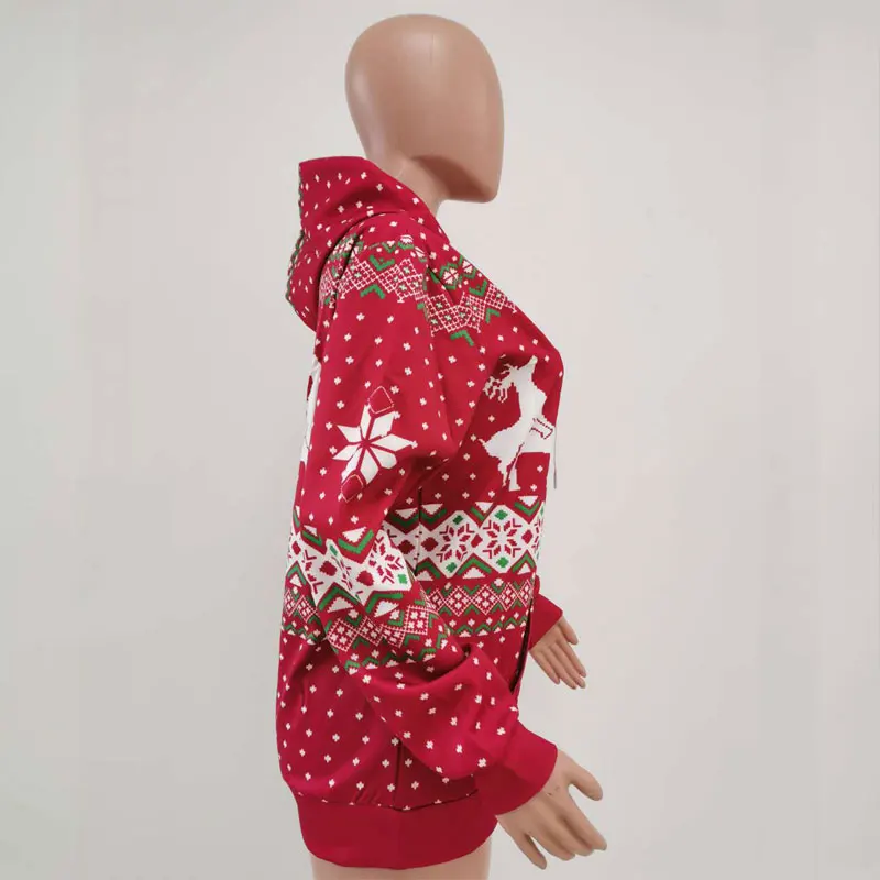 Осенне зимняя женская толстовка с капюшоном и принтом оленя в виде большие