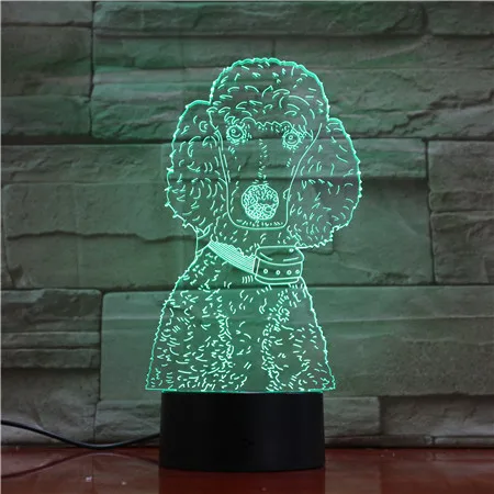 Новинка пуделя 3D Детский Светильник светодиодный USB Night Lights 3D собак светодиодный освещения GX1681