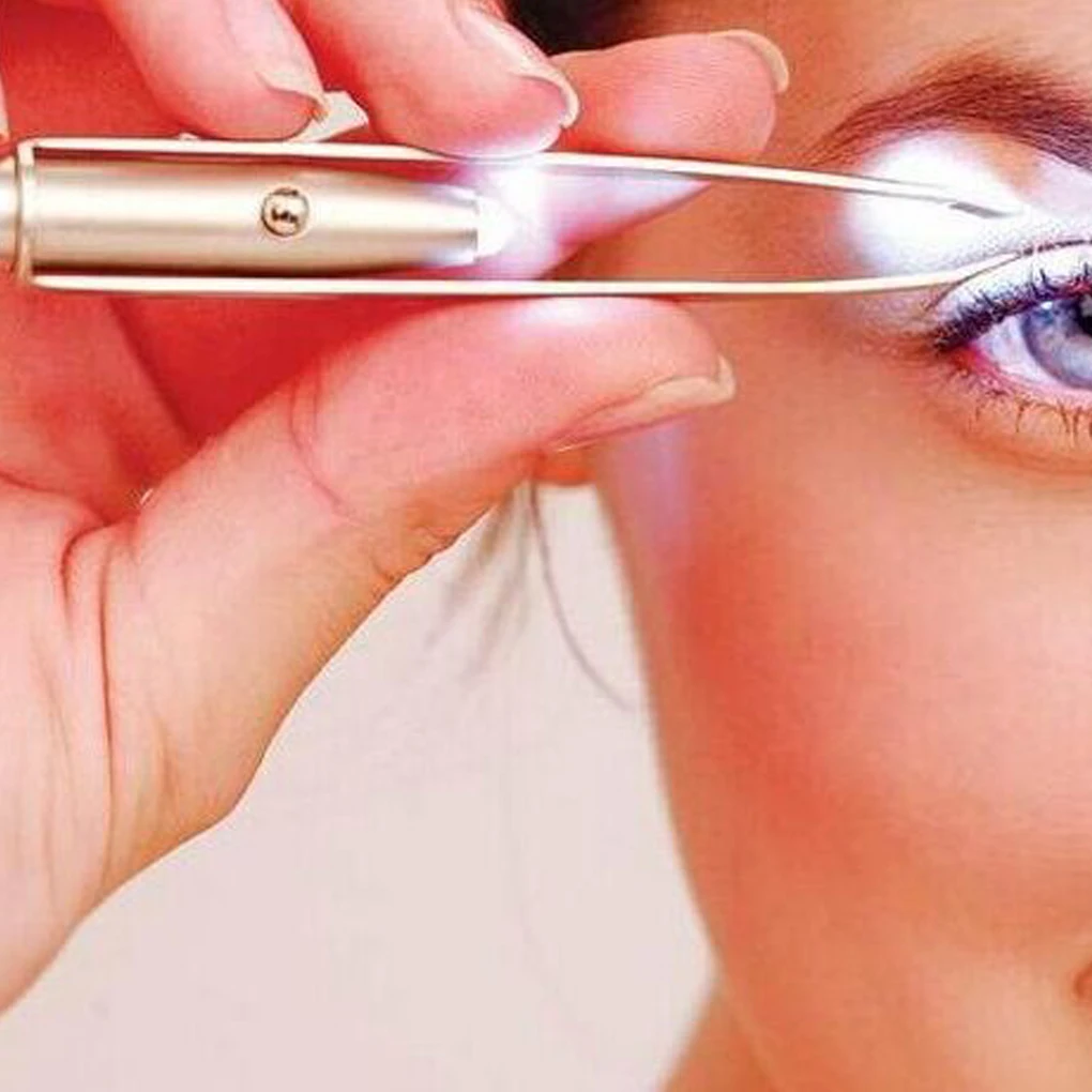 

BGVfive1PC New Tweezers LED Light Eyebrow eyelash curler Clip Stainless Steel Tweezer Makeup Tools