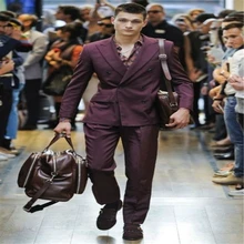 Портной фиолетовый мужской костюм двубортный смокинг Slim Fit 2 шт пиджак для жениха свадебные костюмы Terno мужской пиджак+ брюки