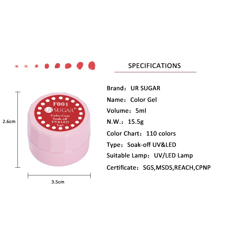 Ur Sugar 12 коробок конфетного цвета для ногтей 5 мл УФ-гель для ногтей Светодиодный УФ лампа отверждения Цвет Профессиональная Живопись ногтей Гель-Арт Набор