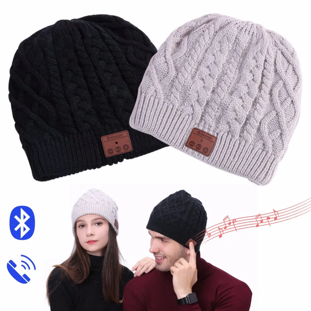 

Smart Cap Sport Wireless Bluetooth 4.1 Beanie Cable Knit Cap Headsets Sync with Mobile Phone Multi Functional 2 Stereo Speakers