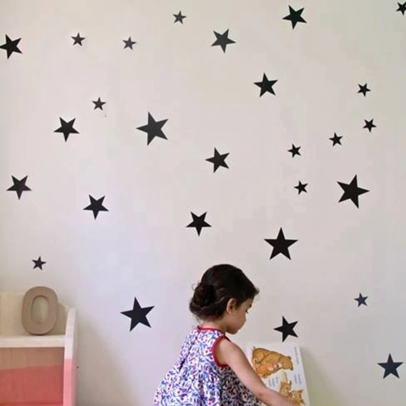 Gold Star Vinyls. Decoration With Decorative Vinyl Gold Stars. Wall  Stickers Golden Stars Decoration. Glitter Gold 